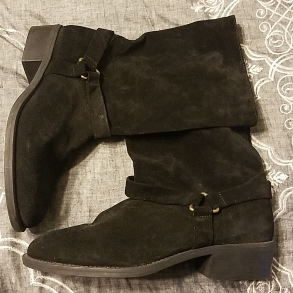 Zara Black Suede Booties Size 41